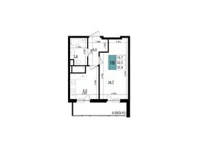 1-к квартира, строящийся дом, 36м2, 25/25 этаж