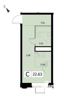 Студия квартира, вторичка, 23м2, 4/17 этаж