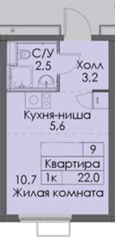 Студия квартира, вторичка, 21м2, 11/25 этаж