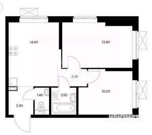 2-к квартира, вторичка, 48м2, 19/25 этаж