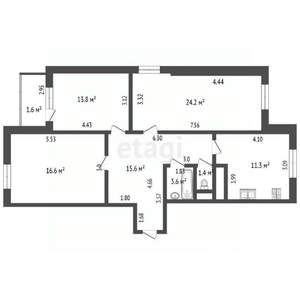 3-к квартира, вторичка, 87м2, 25/25 этаж