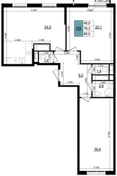 2-к квартира, вторичка, 81м2, 25/25 этаж
