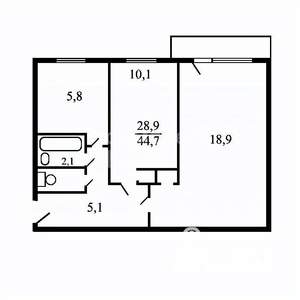 2-к квартира, вторичка, 44м2, 4/5 этаж