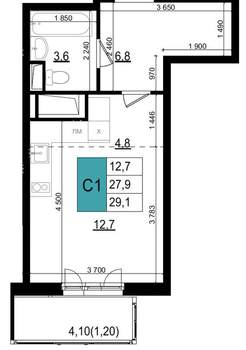 Студия квартира, вторичка, 29м2, 9/25 этаж