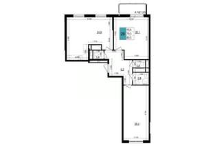 2-к квартира, вторичка, 81м2, 21/25 этаж