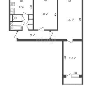3-к квартира, вторичка, 63м2, 12/12 этаж