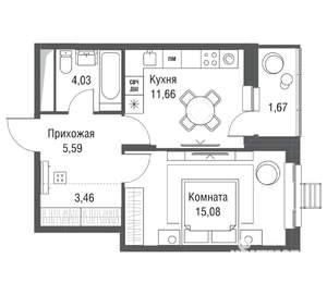 1-к квартира, вторичка, 41м2, 9/22 этаж