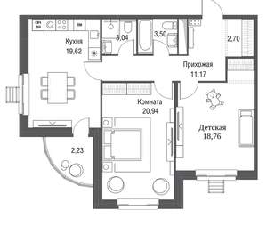 2-к квартира, вторичка, 82м2, 7/24 этаж
