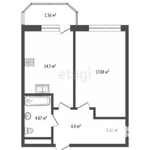 2-к квартира, вторичка, 47м2, 7/24 этаж