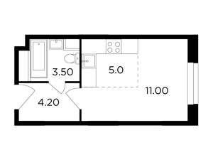 Студия квартира, строящийся дом, 24м2, 14/25 этаж