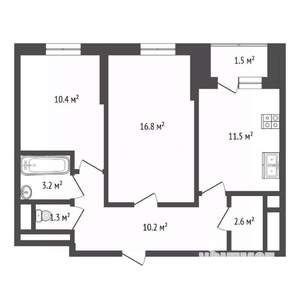 2-к квартира, сданный дом, 56м2, 8/25 этаж