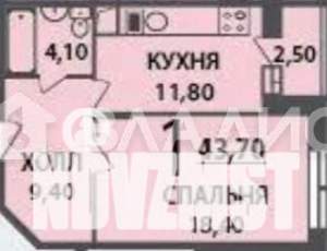 2-к квартира, вторичка, 42м2, 5/15 этаж
