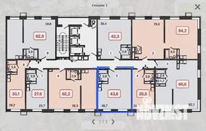 1-к квартира, вторичка, 44м2, 13/25 этаж