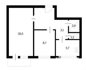 2-к квартира, вторичка, 45м2, 13/14 этаж