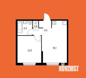 1-к квартира, вторичка, 40м2, 1/26 этаж