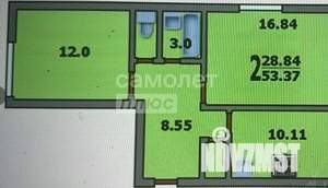 2-к квартира, вторичка, 53м2, 8/16 этаж