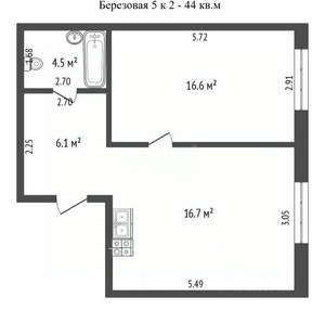 1-к квартира, вторичка, 44м2, 23/25 этаж