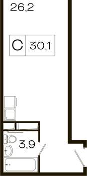 Студия квартира, вторичка, 30м2, 24/17 этаж