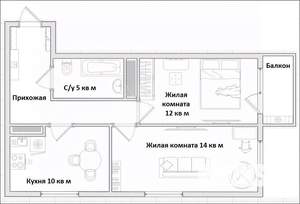 2-к квартира, вторичка, 53м2, 10/25 этаж