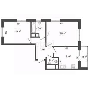 2-к квартира, вторичка, 55м2, 17/25 этаж