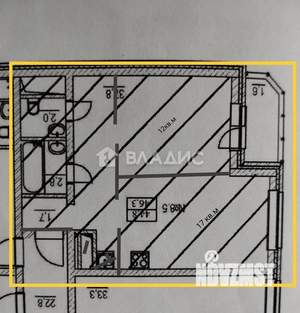 2-к квартира, вторичка, 47м2, 5/25 этаж