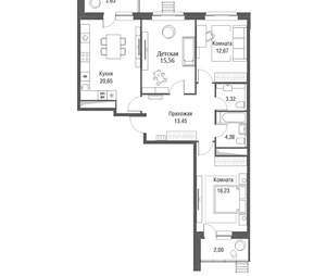 3-к квартира, вторичка, 91м2, 18/24 этаж