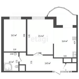 2-к квартира, вторичка, 77м2, 15/18 этаж