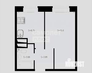 1-к квартира, вторичка, 35м2, 4/12 этаж