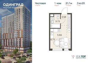 1-к квартира, вторичка, 22м2, 3/23 этаж