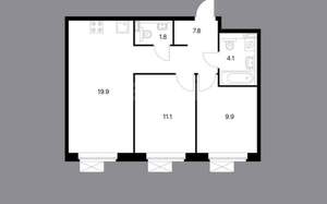 2-к квартира, вторичка, 55м2, 5/15 этаж