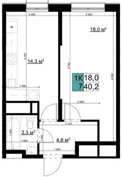1-к квартира, вторичка, 40м2, 21/24 этаж