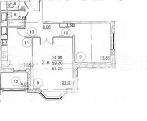 2-к квартира, вторичка, 61м2, 21/25 этаж