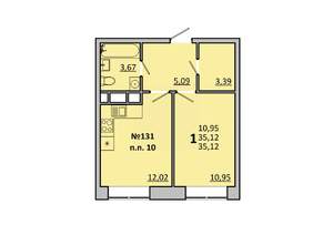 1-к квартира, вторичка, 35м2, 13/17 этаж