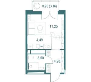 Студия квартира, вторичка, 25м2, 15/24 этаж