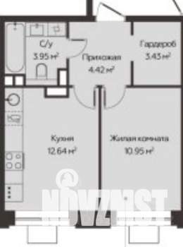1-к квартира, сданный дом, 35м2, 17/17 этаж