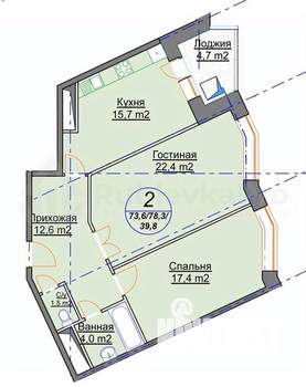 2-к квартира, вторичка, 78м2, 24/24 этаж